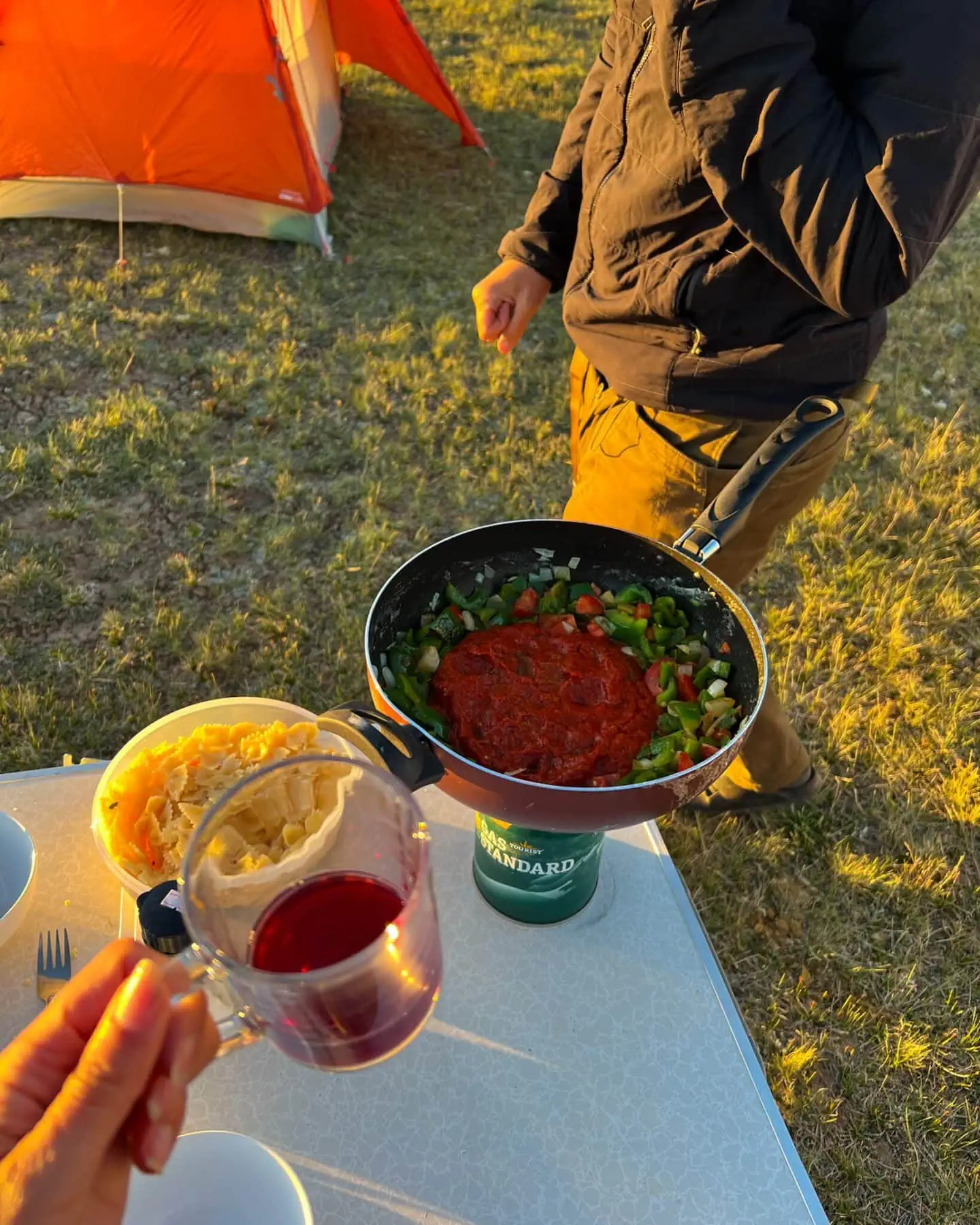 Gourmet camping meals at Song Kul Lake